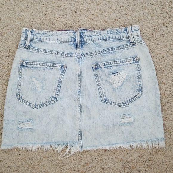 Ripped Light Denim Jean Skirt - Picture 2 of 3